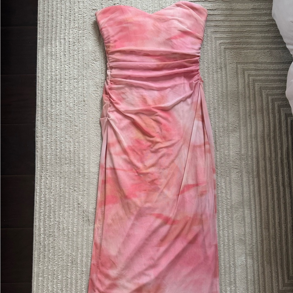 Zara Strapless Pink Tie-Dye Dress